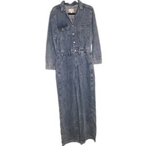 NWT 6R Women's Long Sleeve Denim Overalls w/Zipper & Button Up MSRP‎ $44